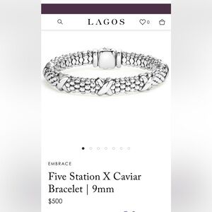 Lagos Embrace Sterling 5X station caviar bracelet - 9mm - size Medium